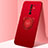 Custodia Silicone Ultra Sottile Morbida Cover con Magnetico Anello Supporto A01 per Xiaomi Redmi 9 Rosso