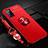 Custodia Silicone Ultra Sottile Morbida Cover con Magnetico Anello Supporto A02 per Oppo A52 Rosso