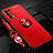 Custodia Silicone Ultra Sottile Morbida Cover con Magnetico Anello Supporto A02 per Oppo Reno5 5G Rosso