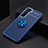 Custodia Silicone Ultra Sottile Morbida Cover con Magnetico Anello Supporto A02 per Samsung Galaxy S21 FE 5G Blu