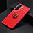 Custodia Silicone Ultra Sottile Morbida Cover con Magnetico Anello Supporto A02 per Samsung Galaxy S21 FE 5G Rosso