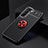 Custodia Silicone Ultra Sottile Morbida Cover con Magnetico Anello Supporto A02 per Samsung Galaxy S24 Plus 5G Rosso e Nero