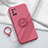 Custodia Silicone Ultra Sottile Morbida Cover con Magnetico Anello Supporto A03 per Oppo A72 Rosso Rosa