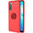 Custodia Silicone Ultra Sottile Morbida Cover con Magnetico Anello Supporto A03 per Oppo F15 Rosso