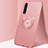 Custodia Silicone Ultra Sottile Morbida Cover con Magnetico Anello Supporto A03 per Realme X50 Pro 5G Oro Rosa