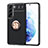 Custodia Silicone Ultra Sottile Morbida Cover con Magnetico Anello Supporto A03 per Samsung Galaxy S21 FE 5G Oro e Nero