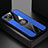 Custodia Silicone Ultra Sottile Morbida Cover con Magnetico Anello Supporto A04 per Apple iPhone 15 Blu