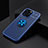 Custodia Silicone Ultra Sottile Morbida Cover con Magnetico Anello Supporto A05 per Apple iPhone 14 Pro Blu