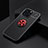 Custodia Silicone Ultra Sottile Morbida Cover con Magnetico Anello Supporto A05 per Apple iPhone 14 Pro Max Rosso e Nero