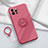 Custodia Silicone Ultra Sottile Morbida Cover con Magnetico Anello Supporto A06 per Apple iPhone 15 Pro Max Rosso