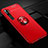 Custodia Silicone Ultra Sottile Morbida Cover con Magnetico Anello Supporto D02 per Xiaomi Mi Note 10 Pro Rosso