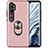 Custodia Silicone Ultra Sottile Morbida Cover con Magnetico Anello Supporto D04 per Xiaomi Mi Note 10 Pro Oro Rosa
