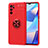 Custodia Silicone Ultra Sottile Morbida Cover con Magnetico Anello Supporto JM1 per Oppo A16 Rosso