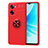 Custodia Silicone Ultra Sottile Morbida Cover con Magnetico Anello Supporto JM1 per Oppo A77s Rosso