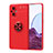 Custodia Silicone Ultra Sottile Morbida Cover con Magnetico Anello Supporto JM1 per Oppo A96 5G Rosso