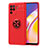 Custodia Silicone Ultra Sottile Morbida Cover con Magnetico Anello Supporto JM1 per Oppo F19 Pro Rosso