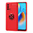 Custodia Silicone Ultra Sottile Morbida Cover con Magnetico Anello Supporto JM1 per Oppo F19 Rosso