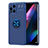 Custodia Silicone Ultra Sottile Morbida Cover con Magnetico Anello Supporto JM1 per Oppo Find X3 5G Blu