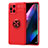 Custodia Silicone Ultra Sottile Morbida Cover con Magnetico Anello Supporto JM1 per Oppo Find X3 5G Rosso