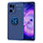 Custodia Silicone Ultra Sottile Morbida Cover con Magnetico Anello Supporto JM1 per Oppo Find X5 Pro 5G Blu