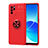 Custodia Silicone Ultra Sottile Morbida Cover con Magnetico Anello Supporto JM1 per Oppo Reno6 Z 5G Rosso