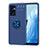 Custodia Silicone Ultra Sottile Morbida Cover con Magnetico Anello Supporto JM1 per Oppo Reno7 5G Blu
