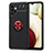 Custodia Silicone Ultra Sottile Morbida Cover con Magnetico Anello Supporto JM1 per Samsung Galaxy A13 4G Rosso e Nero