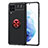 Custodia Silicone Ultra Sottile Morbida Cover con Magnetico Anello Supporto JM1 per Samsung Galaxy F62 5G Rosso e Nero