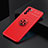 Custodia Silicone Ultra Sottile Morbida Cover con Magnetico Anello Supporto JM2 per Oppo Reno6 5G Rosso