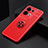 Custodia Silicone Ultra Sottile Morbida Cover con Magnetico Anello Supporto JM2 per Oppo Reno9 5G Rosso