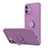 Custodia Silicone Ultra Sottile Morbida Cover con Magnetico Anello Supporto N01 per Apple iPhone 12 Mini Viola