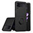 Custodia Silicone Ultra Sottile Morbida Cover con Magnetico Anello Supporto QW1 per Samsung Galaxy Z Flip3 5G Nero