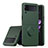 Custodia Silicone Ultra Sottile Morbida Cover con Magnetico Anello Supporto QW1 per Samsung Galaxy Z Flip3 5G Verde Notte