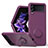 Custodia Silicone Ultra Sottile Morbida Cover con Magnetico Anello Supporto QW1 per Samsung Galaxy Z Flip4 5G Viola