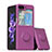 Custodia Silicone Ultra Sottile Morbida Cover con Magnetico Anello Supporto QW1 per Samsung Galaxy Z Flip5 5G Viola