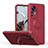 Custodia Silicone Ultra Sottile Morbida Cover con Magnetico Anello Supporto QW1 per Xiaomi Mi 12T 5G Rosso Rosa