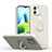 Custodia Silicone Ultra Sottile Morbida Cover con Magnetico Anello Supporto QW1 per Xiaomi Poco C50 Bianco