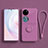 Custodia Silicone Ultra Sottile Morbida Cover con Magnetico Anello Supporto S01 per Huawei P50 Pocket Viola