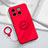 Custodia Silicone Ultra Sottile Morbida Cover con Magnetico Anello Supporto S01 per OnePlus 10T 5G Rosso