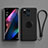 Custodia Silicone Ultra Sottile Morbida Cover con Magnetico Anello Supporto S01 per Oppo Find X3 5G Nero