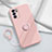 Custodia Silicone Ultra Sottile Morbida Cover con Magnetico Anello Supporto S01 per Oppo Reno6 Pro 5G India Rosa