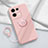 Custodia Silicone Ultra Sottile Morbida Cover con Magnetico Anello Supporto S01 per Oppo Reno8 5G Rosa