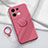 Custodia Silicone Ultra Sottile Morbida Cover con Magnetico Anello Supporto S01 per Oppo Reno8 5G Rosa Caldo