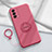 Custodia Silicone Ultra Sottile Morbida Cover con Magnetico Anello Supporto S01 per Realme GT Master 5G Rosa Caldo