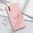 Custodia Silicone Ultra Sottile Morbida Cover con Magnetico Anello Supporto S01 per Vivo iQOO U1 Rosa