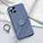 Custodia Silicone Ultra Sottile Morbida Cover con Magnetico Anello Supporto S02 per Oppo Find X3 Pro 5G Grigio Lavanda