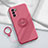 Custodia Silicone Ultra Sottile Morbida Cover con Magnetico Anello Supporto S02 per Oppo Reno6 Pro 5G India Rosa Caldo