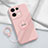 Custodia Silicone Ultra Sottile Morbida Cover con Magnetico Anello Supporto S02 per Oppo Reno8 5G Rosa