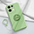 Custodia Silicone Ultra Sottile Morbida Cover con Magnetico Anello Supporto S02 per Oppo Reno8 5G Verde Pastello