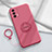 Custodia Silicone Ultra Sottile Morbida Cover con Magnetico Anello Supporto S02 per Realme GT Master 5G Rosa Caldo